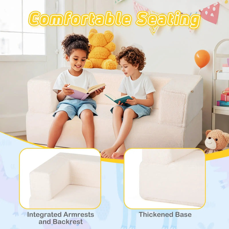 Modular Kids Sofa Couch Convertible Foam Armchair for Children-Beige by DirectDeals