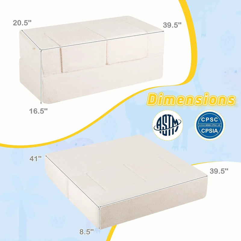 Modular Kids Sofa Couch Convertible Foam Armchair for Children-Beige by DirectDeals