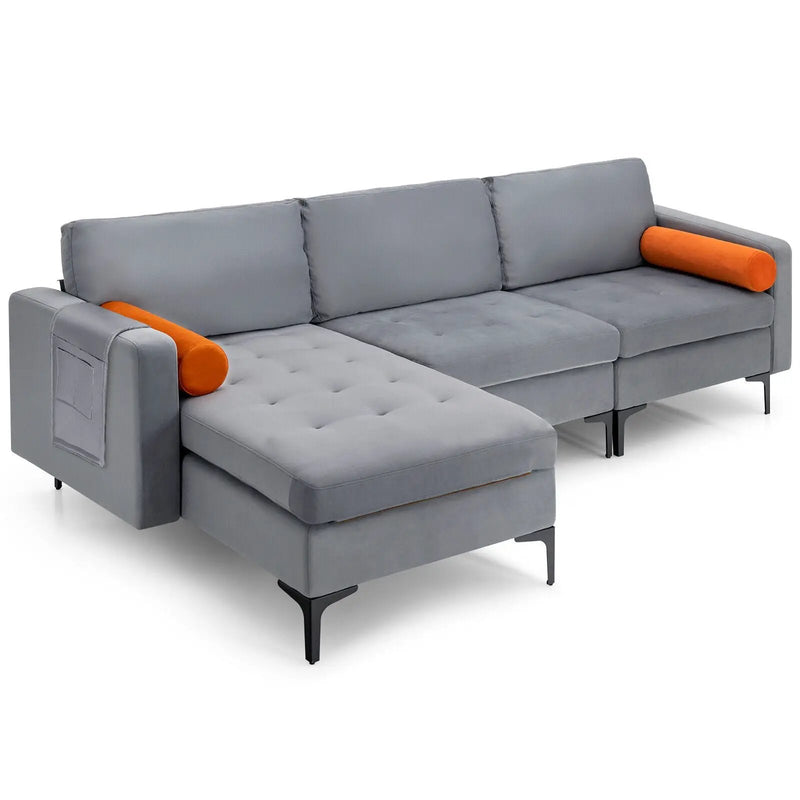 3-Seat L-Shaped Sectional Sofa with USB Ports & Storage by DirectDeals