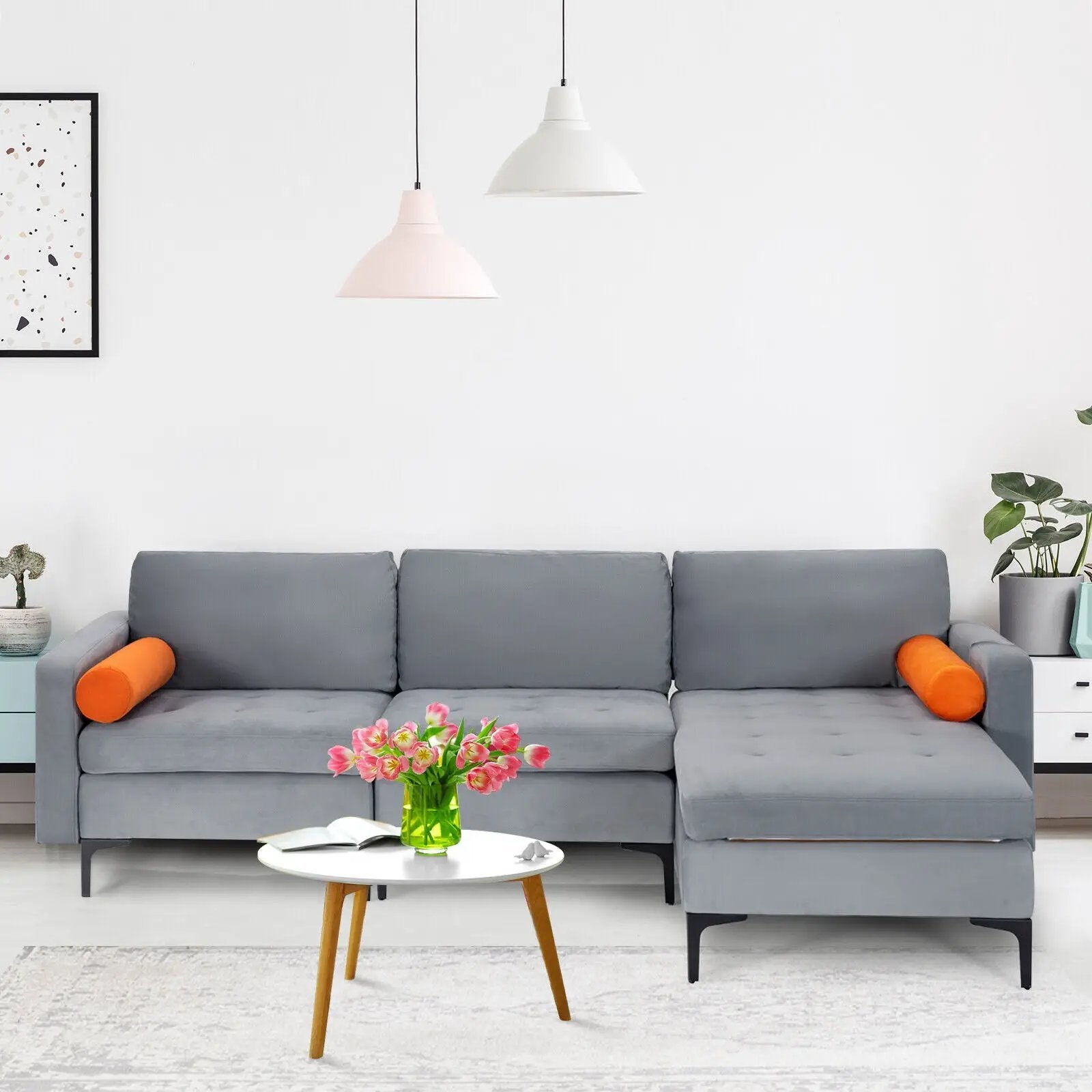 3-Seat L-Shaped Sectional Sofa with USB Ports & Storage by DirectDeals