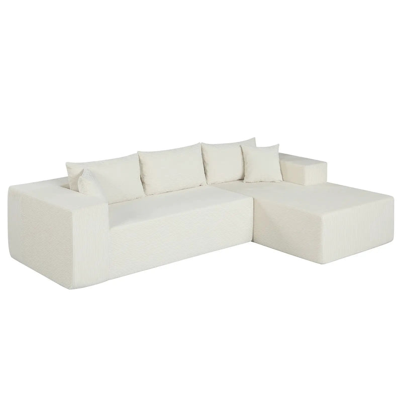 Modular Sectional Sofa Corduroy Upholstered L-shaped Sofa Couch with Deep Seats by DirectDeals