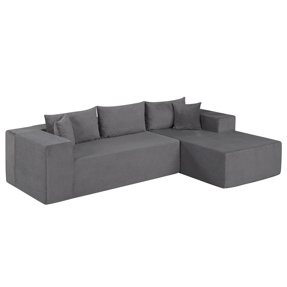 Modular Sectional Sofa Corduroy Upholstered L-shaped Sofa Couch with Deep Seats by DirectDeals