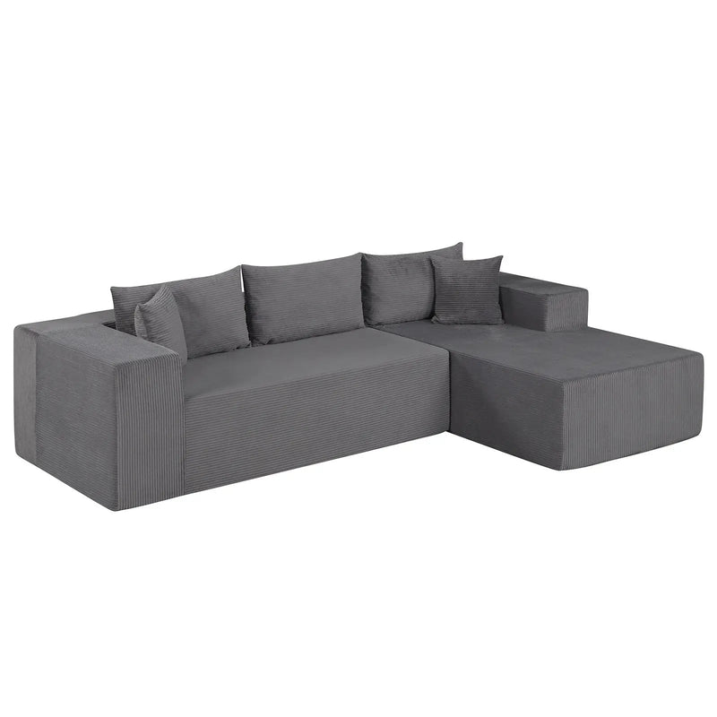 Modular Sectional Sofa Corduroy Upholstered L-shaped Sofa Couch with Deep Seats by DirectDeals