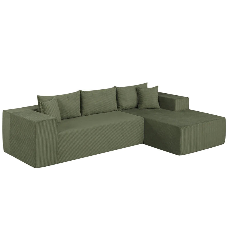 Modular Sectional Sofa Corduroy Upholstered L-shaped Sofa Couch with Deep Seats by DirectDeals