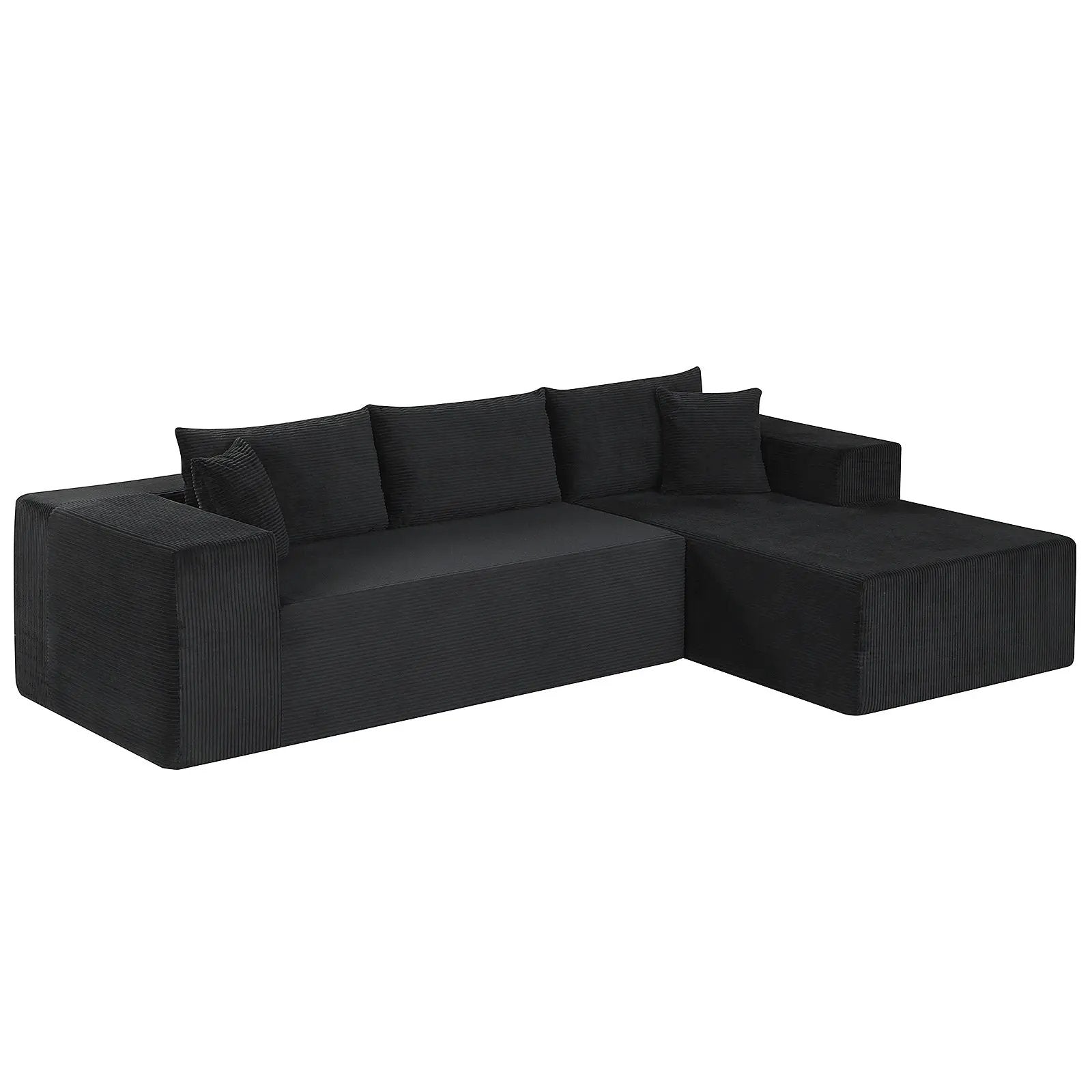 Modular Sectional Sofa Corduroy Upholstered L-shaped Sofa Couch with Deep Seats by DirectDeals