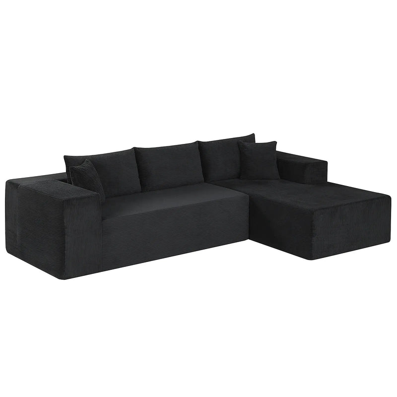 Modular Sectional Sofa Corduroy Upholstered L-shaped Sofa Couch with Deep Seats by DirectDeals