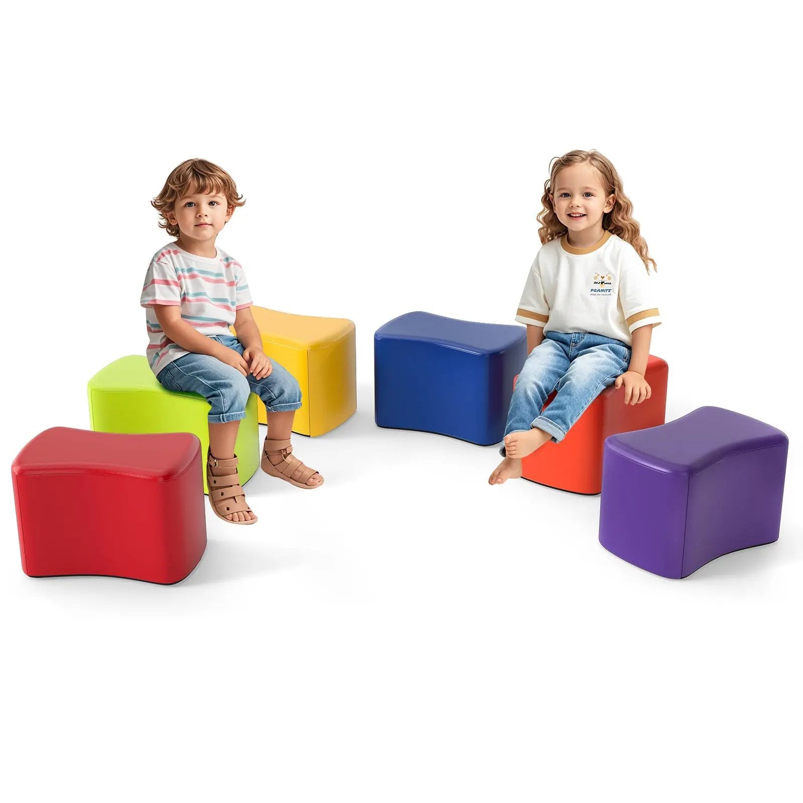 Modular Stool Set for Kids 6 PCS Butterfly Stools-Multicolor by DirectDeals