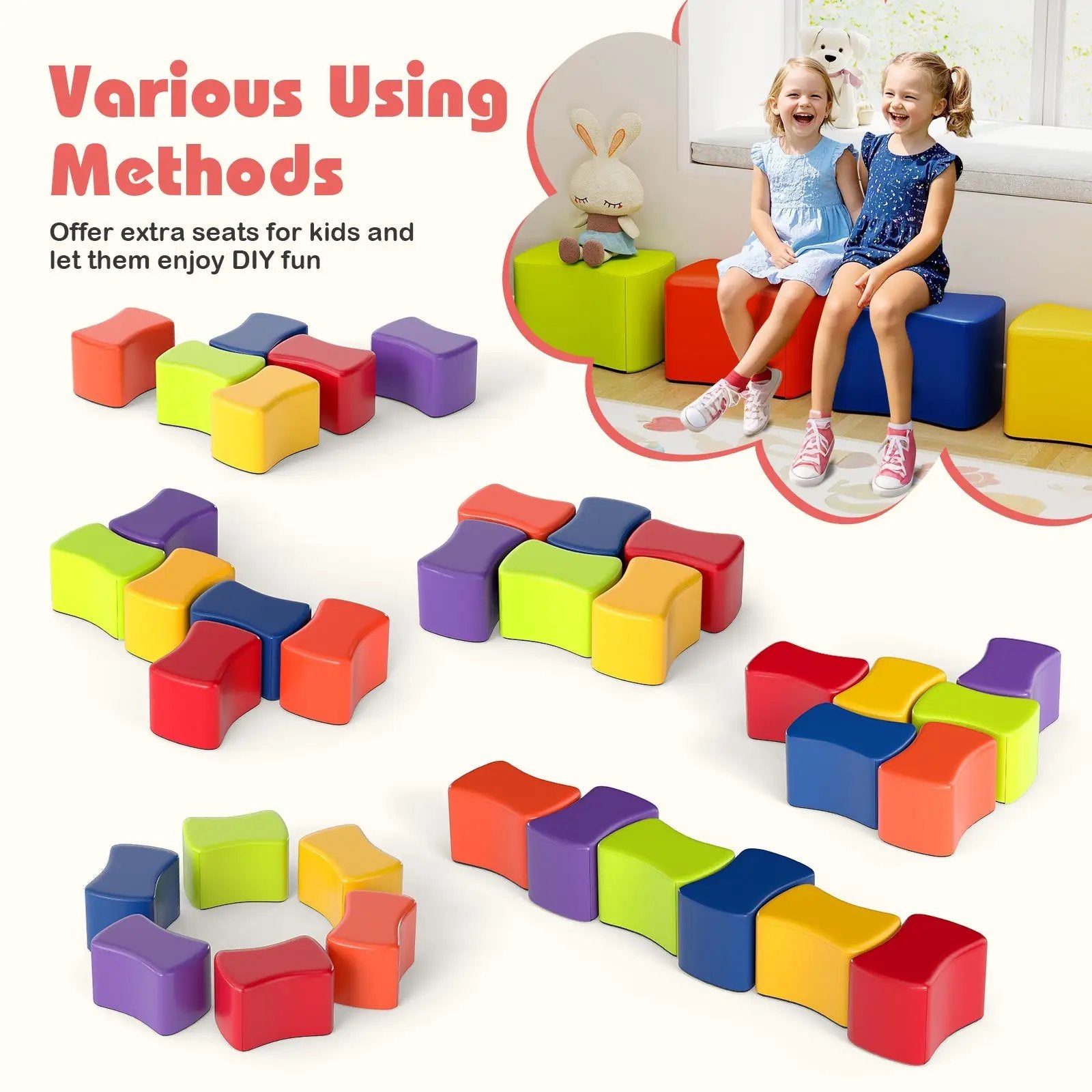 Modular Stool Set for Kids 6 PCS Butterfly Stools-Multicolor by DirectDeals