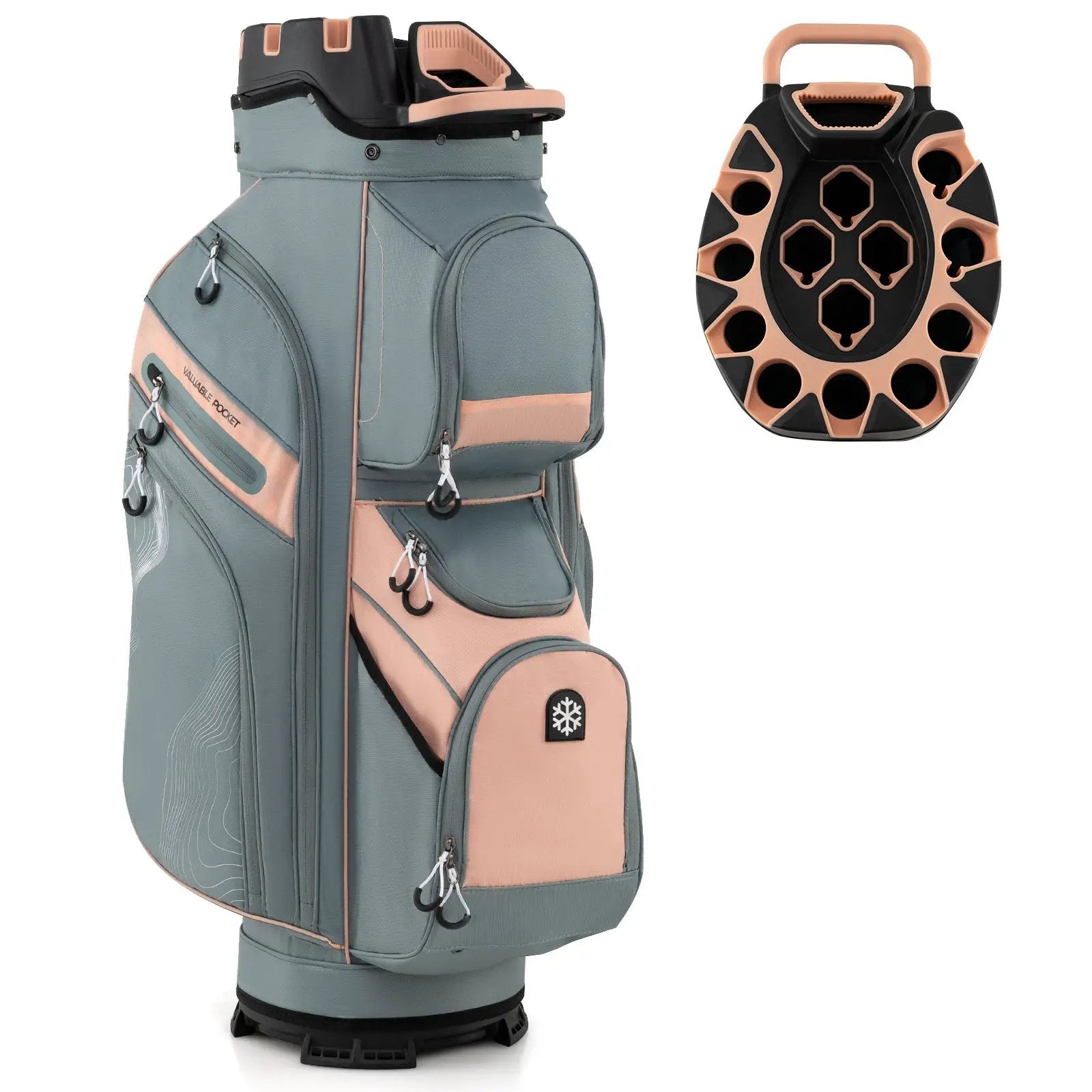 Molded Lock Top Golf Cart Bag with 14-Way Full Length Dividers and 11 Pockets by DirectDeals