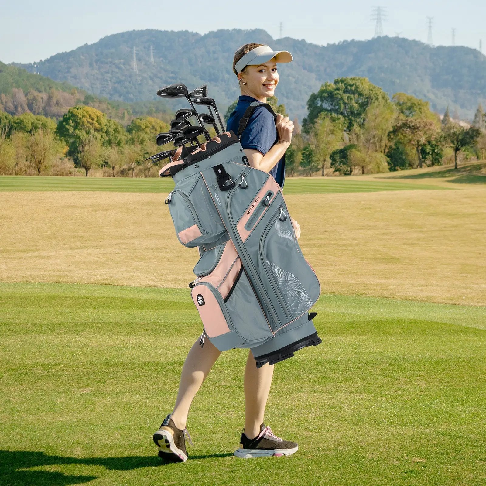 Molded Lock Top Golf Cart Bag with 14-Way Full Length Dividers and 11 Pockets by DirectDeals