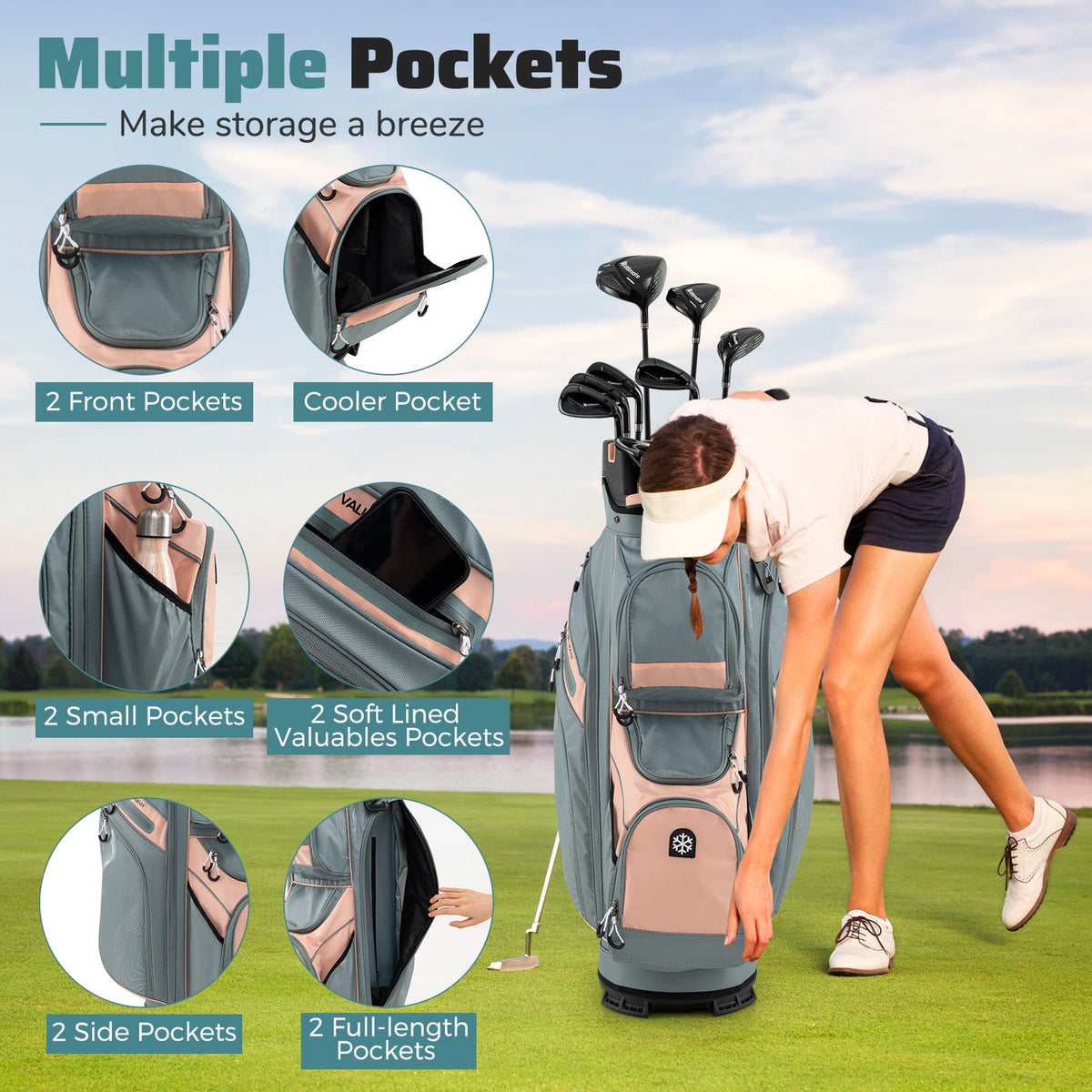 Molded Lock Top Golf Cart Bag with 14-Way Full Length Dividers and 11 Pockets, photo 24 of 36