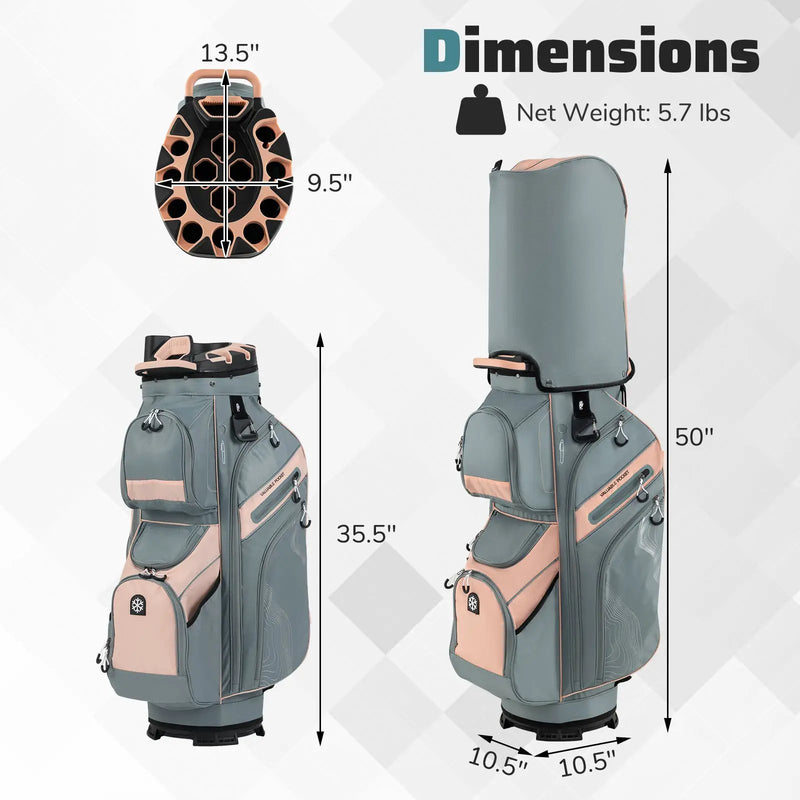 Molded Lock Top Golf Cart Bag with 14-Way Full Length Dividers and 11 Pockets by DirectDeals