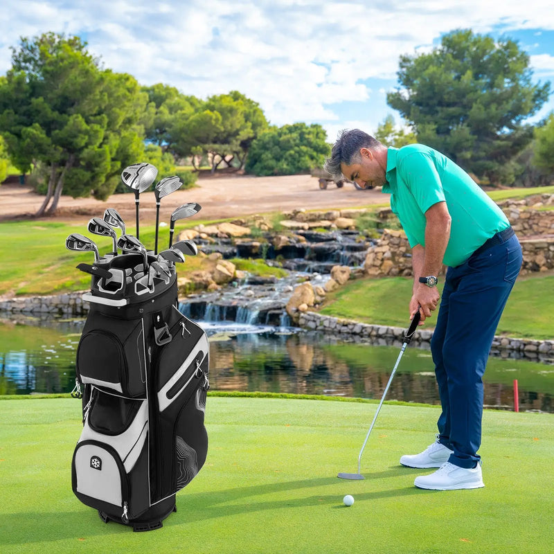 Molded Lock Top Golf Cart Bag with 14-Way Full Length Dividers and 11 Pockets by DirectDeals