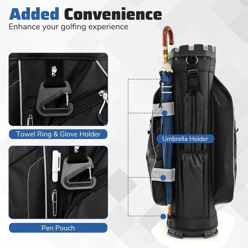 Molded Lock Top Golf Cart Bag with 14-Way Full Length Dividers and 11 Pockets by DirectDeals