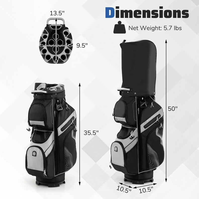 Molded Lock Top Golf Cart Bag with 14-Way Full Length Dividers and 11 Pockets by DirectDeals