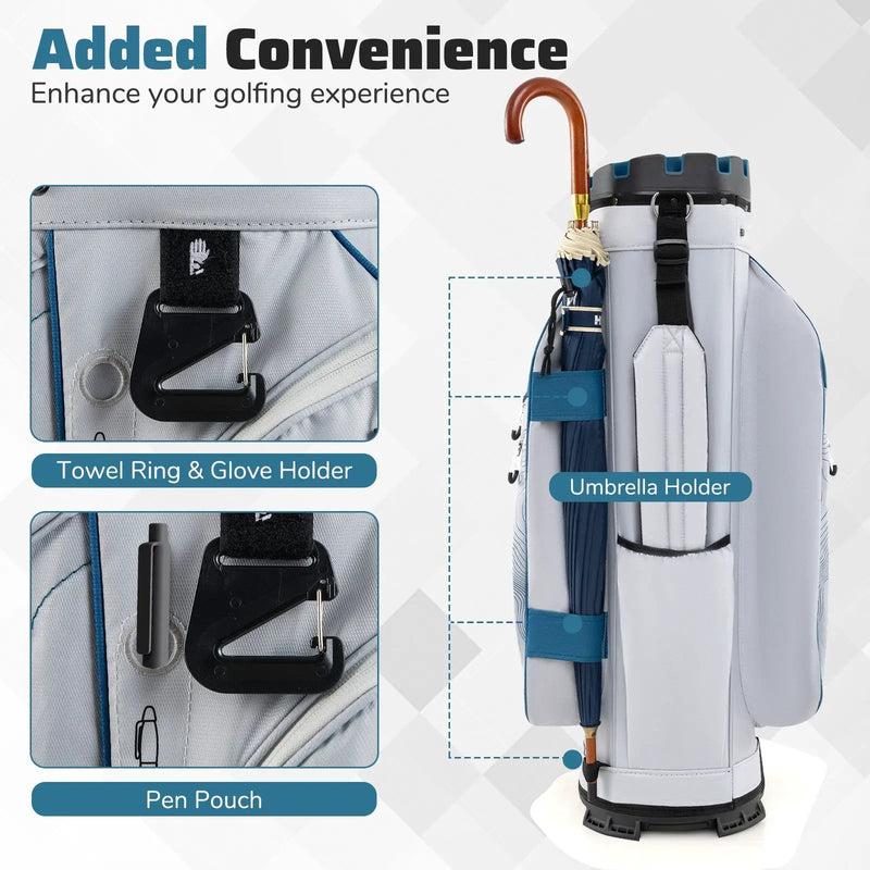 Molded Lock Top Golf Cart Bag with 14-Way Full Length Dividers and 11 Pockets by DirectDeals