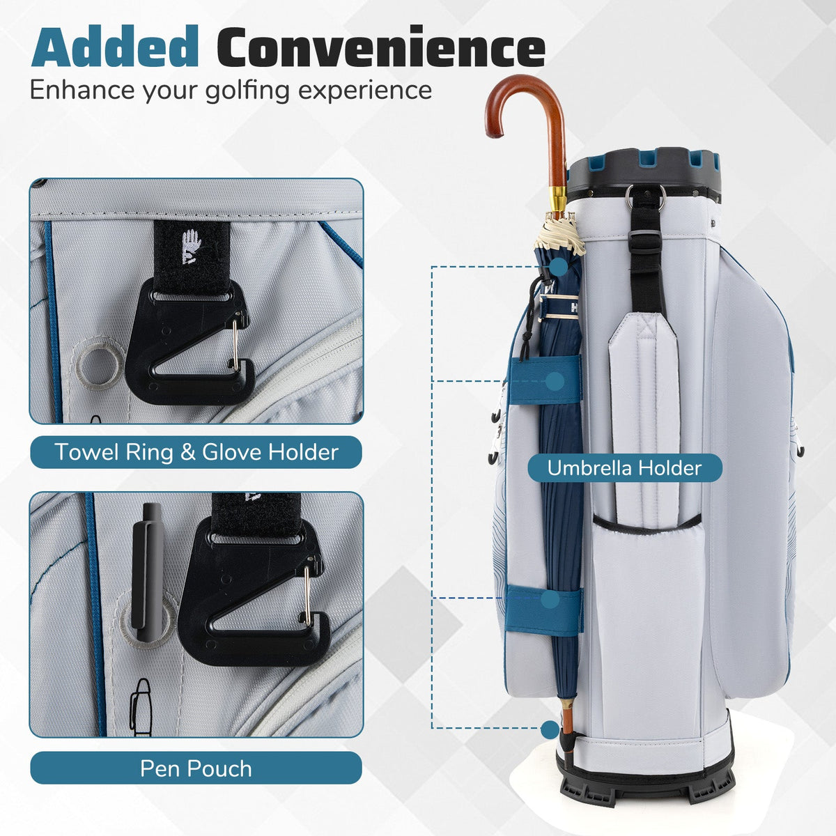 Molded Lock Top Golf Cart Bag with 14-Way Full Length Dividers and 11 Pockets, photo 23 of 36