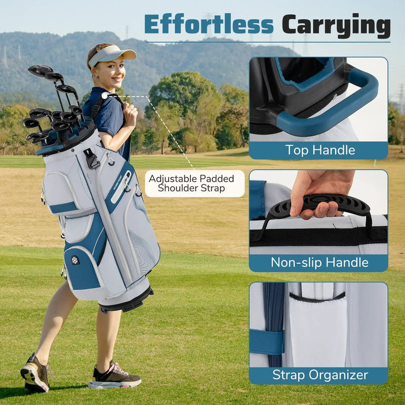 Molded Lock Top Golf Cart Bag with 14-Way Full Length Dividers and 11 Pockets by DirectDeals