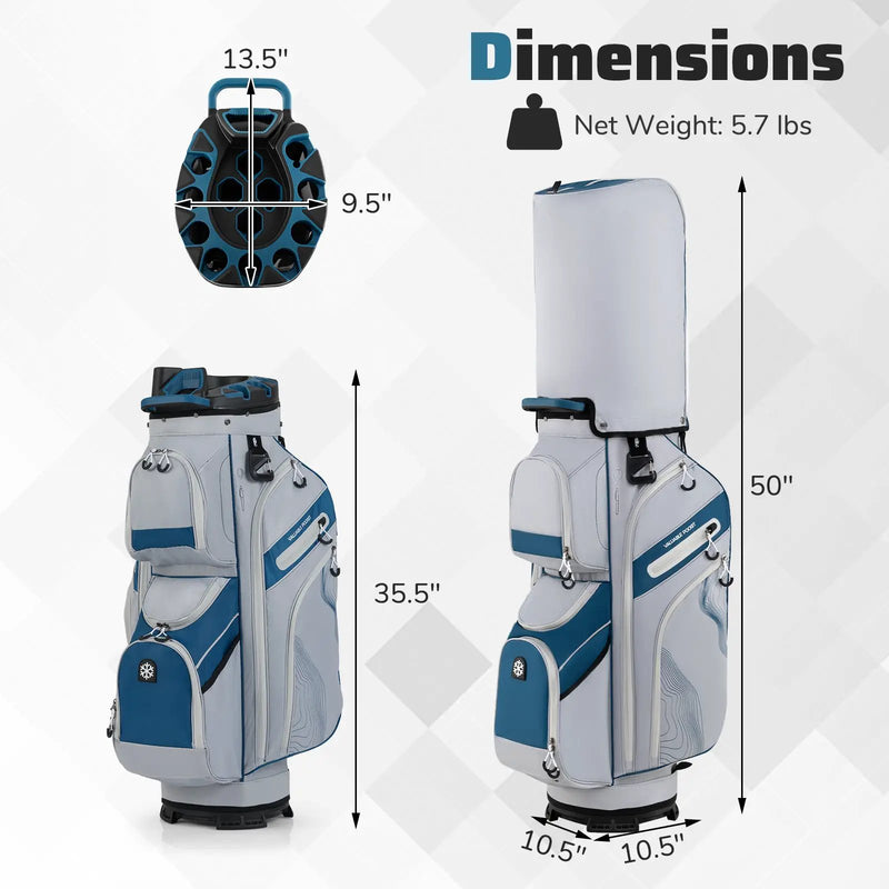 Molded Lock Top Golf Cart Bag with 14-Way Full Length Dividers and 11 Pockets by DirectDeals