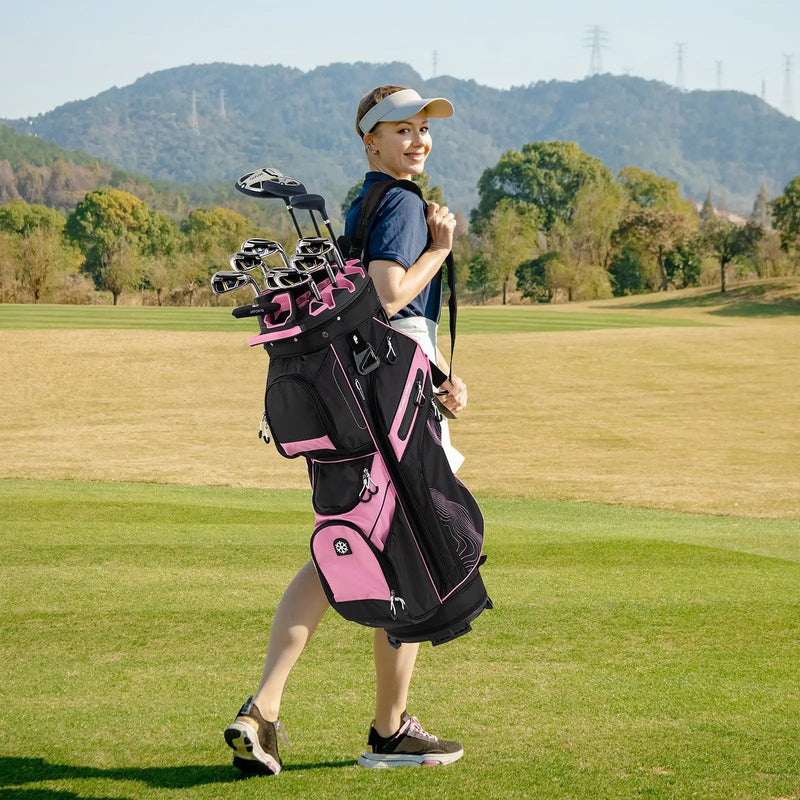Molded Lock Top Golf Cart Bag with 14-Way Full Length Dividers and 11 Pockets by DirectDeals