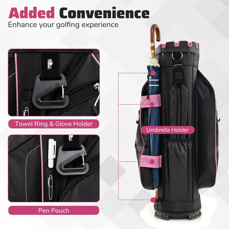 Molded Lock Top Golf Cart Bag with 14-Way Full Length Dividers and 11 Pockets by DirectDeals