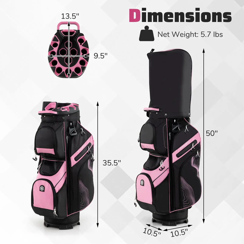 Molded Lock Top Golf Cart Bag with 14-Way Full Length Dividers and 11 Pockets by DirectDeals