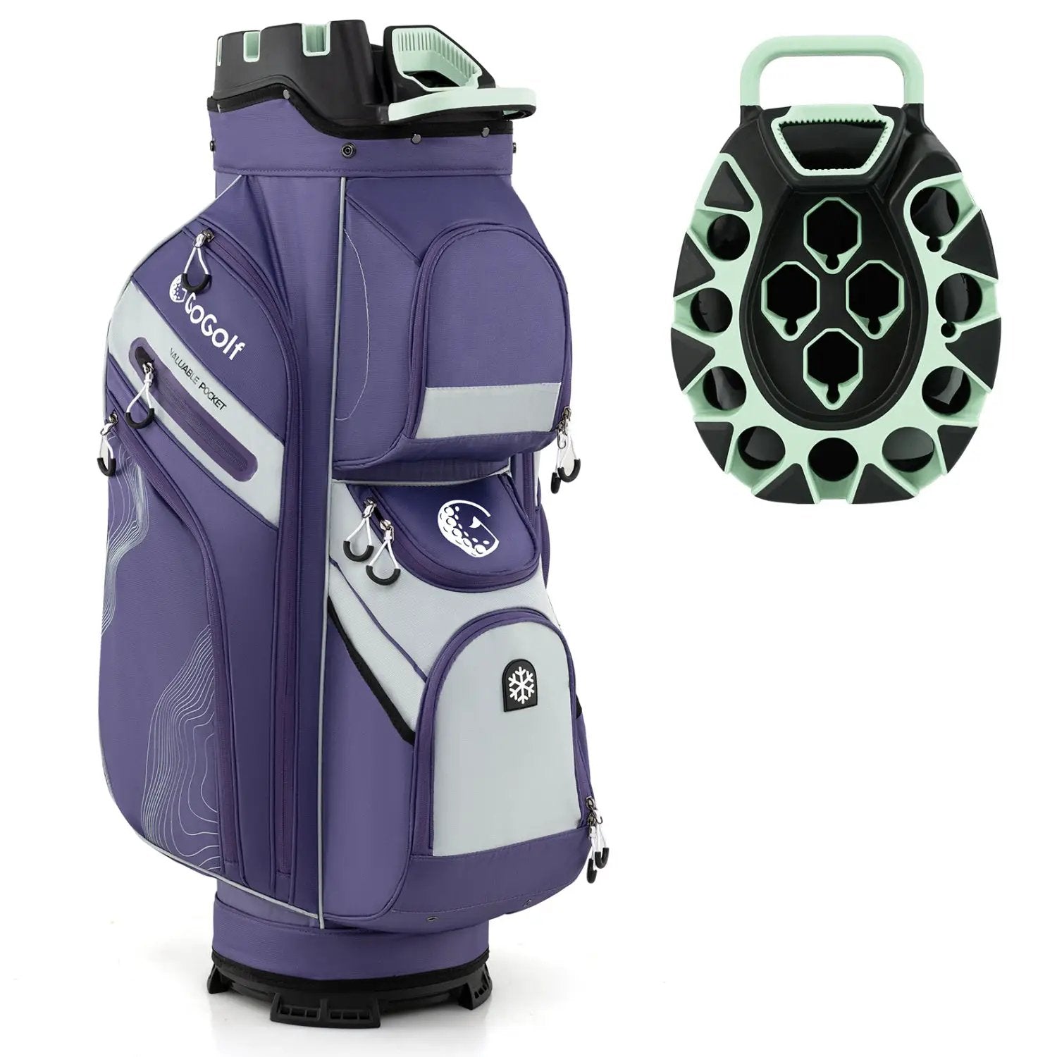 Molded Lock Top Golf Cart Bag with 14-Way Full Length Dividers and 11 Pockets by DirectDeals