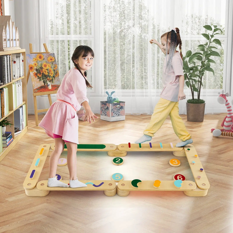 Montessori Balance Beam Set Wooden Balance Boards with Stepping Stones by DirectDeals