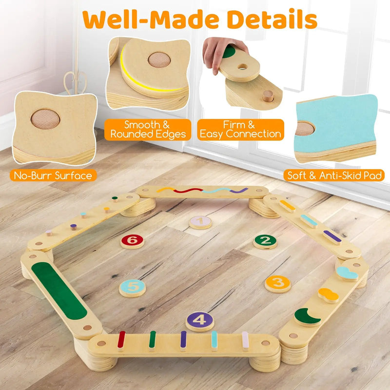 Montessori Balance Beam Set Wooden Balance Boards with Stepping Stones by DirectDeals