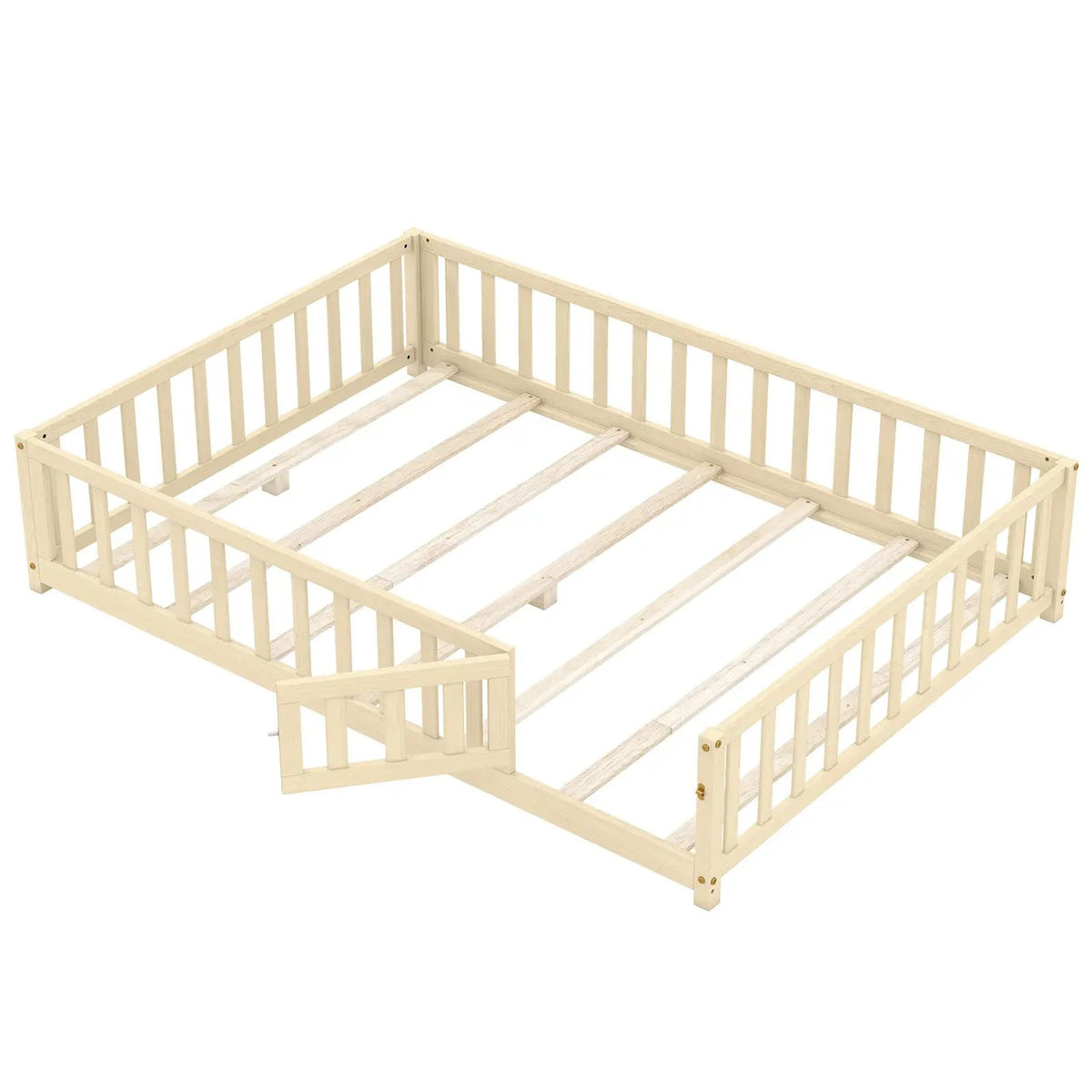 Montessori Bed Frame with Full-length Guardrails Safety Door and Latch by DirectDeals