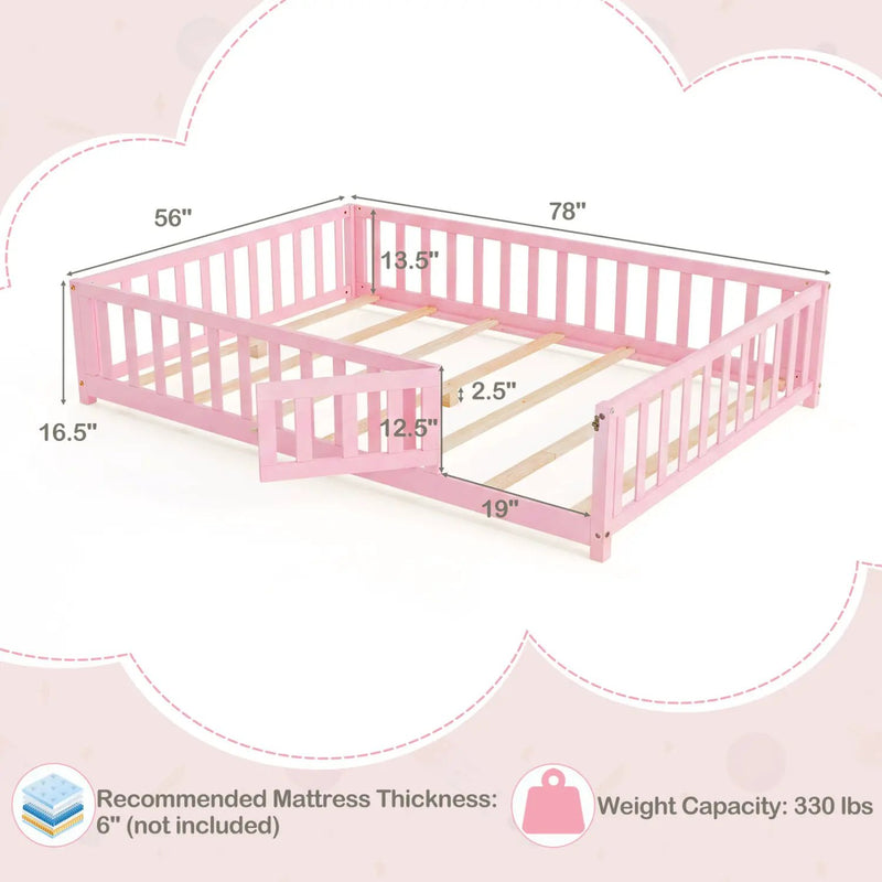 Montessori Toddler Bed Frame with Full-Length Guardrails by DirectDeals