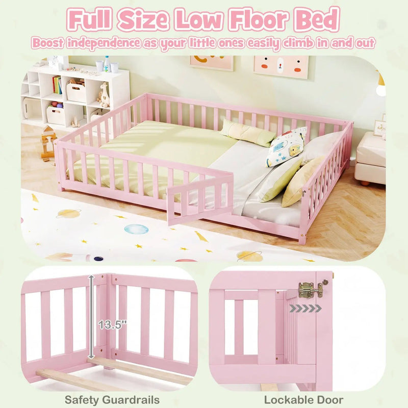 Montessori Toddler Bed Frame with Full-Length Guardrails by DirectDeals