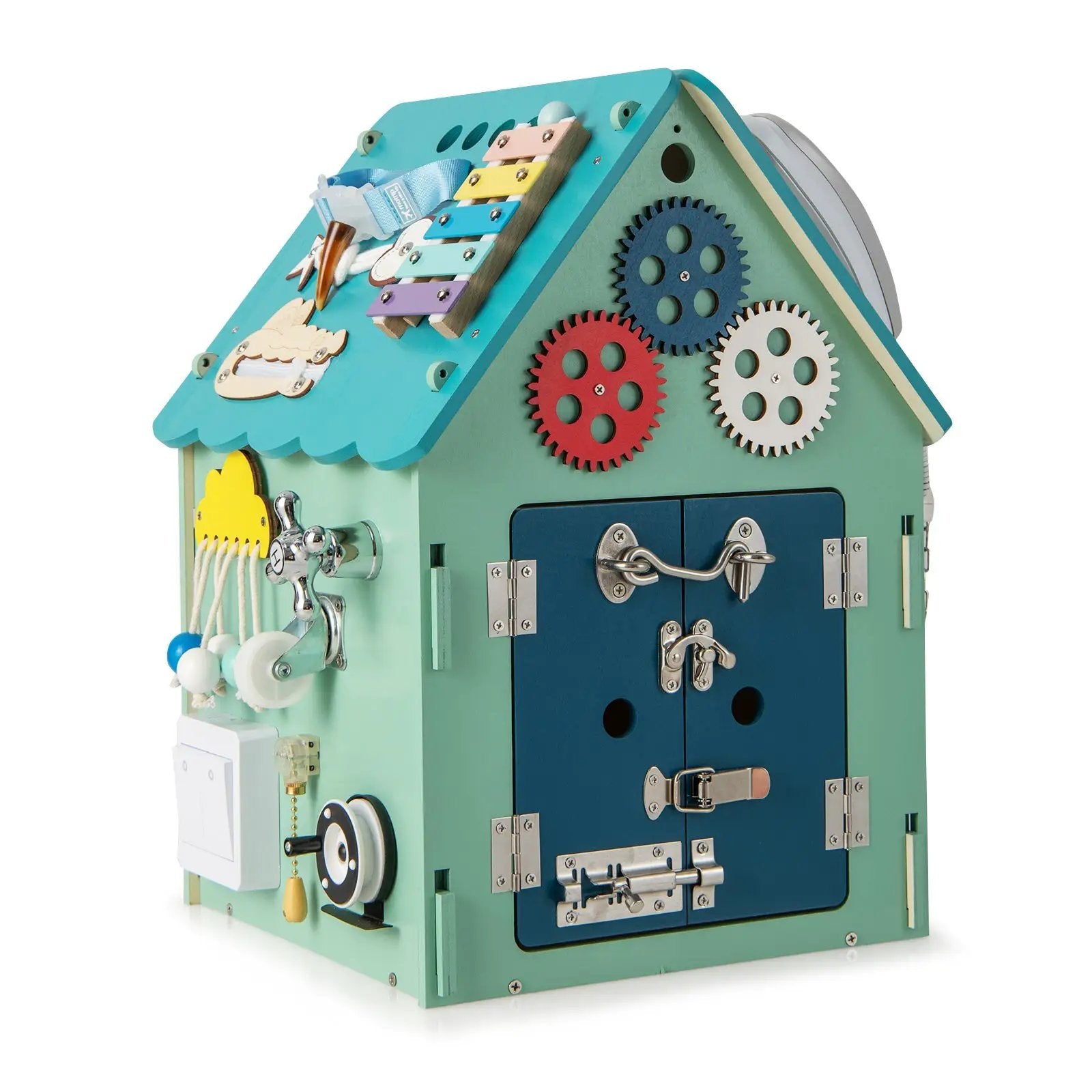 Montessori Play House with Sensory Games and Interior Storage Space-Blue by DirectDeals