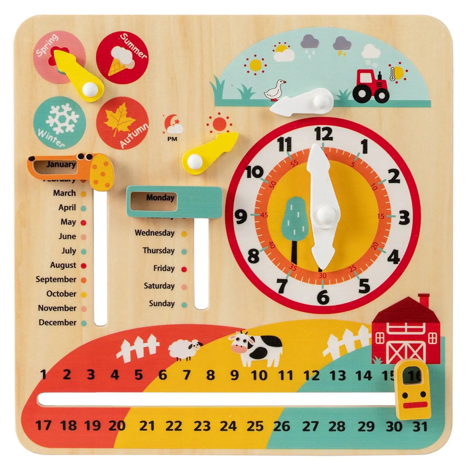 Montessori Wooden Toy for Toddlers Educational Learning Clock Toy About Season by DirectDeals