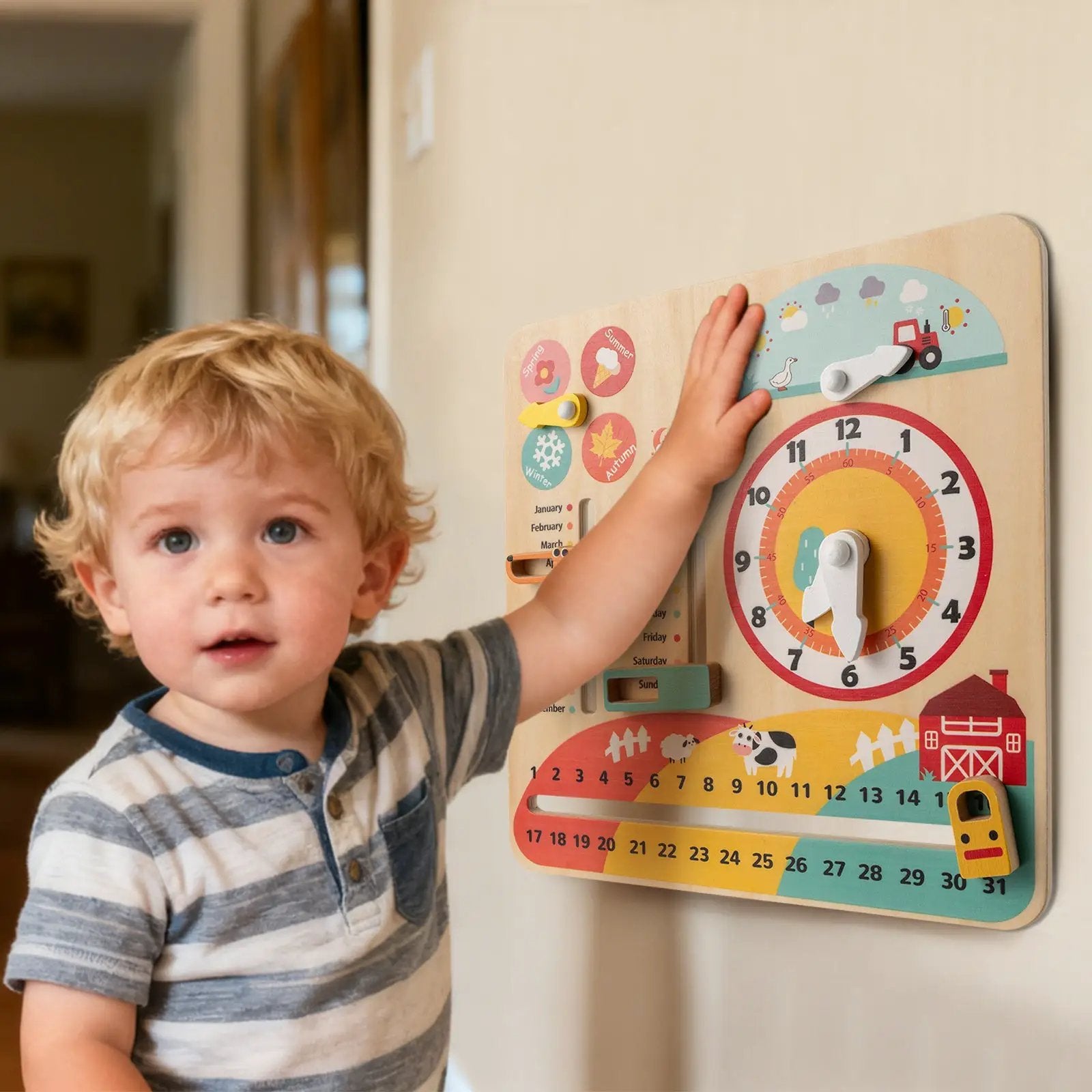 Montessori Wooden Toy for Toddlers Educational Learning Clock Toy About Season by DirectDeals