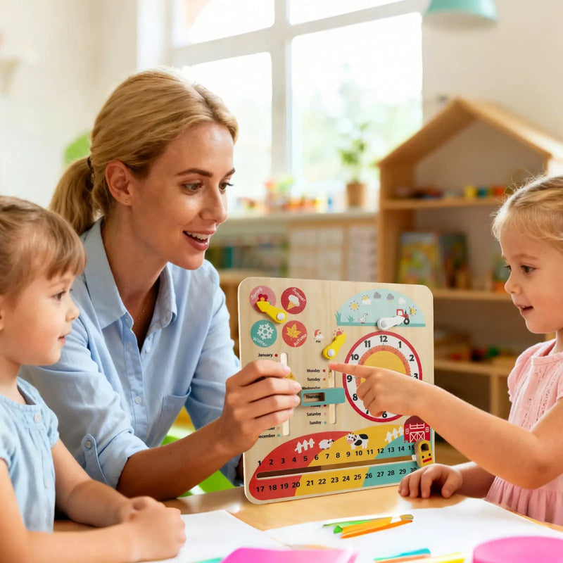 Montessori Wooden Toy for Toddlers Educational Learning Clock Toy About Season by DirectDeals