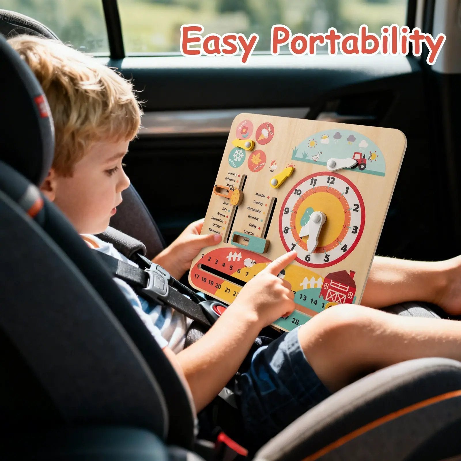 Montessori Wooden Toy for Toddlers Educational Learning Clock Toy About Season by DirectDeals