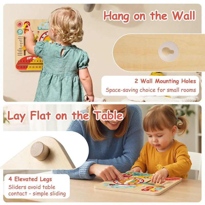 Montessori Wooden Toy for Toddlers Educational Learning Clock Toy About Season by DirectDeals