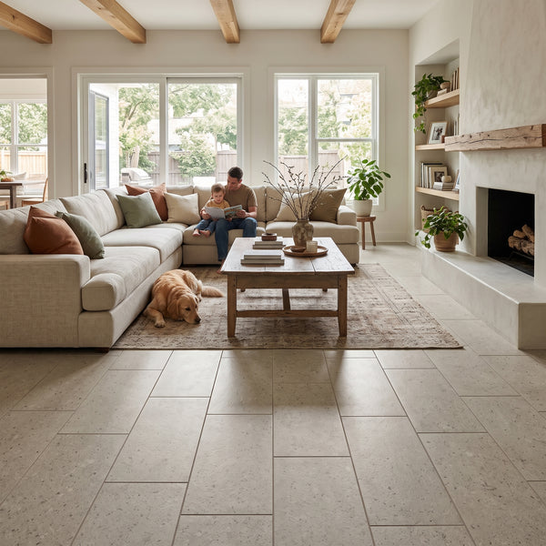 Mood Greige Limestone Look Porcelain Tiles 12x24