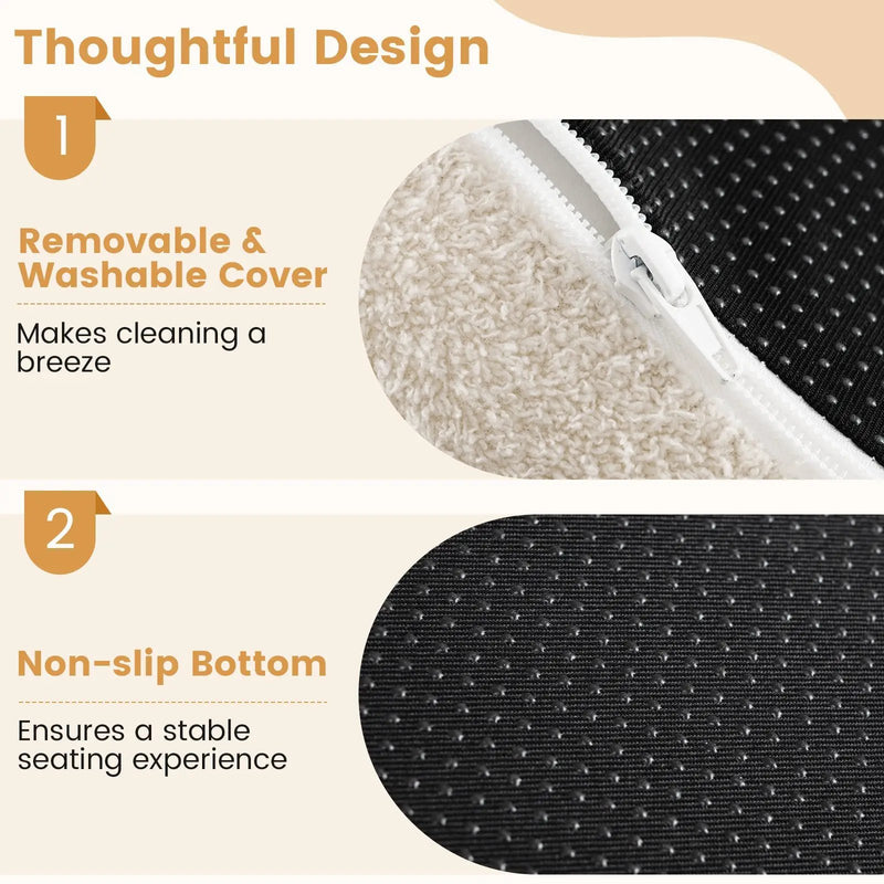 Moon-Shaped Floor Single Sofa Chair with Soft Teddy Fleece-Beige by DirectDeals