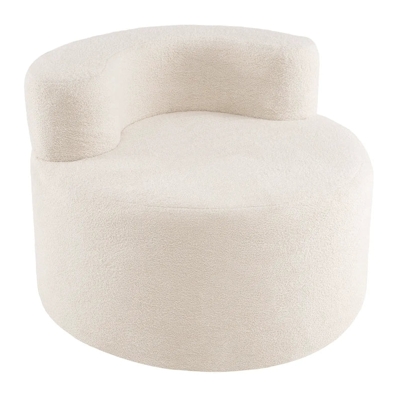 Moon-Shaped Floor Single Sofa Chair with Soft Teddy Fleece-Beige by DirectDeals