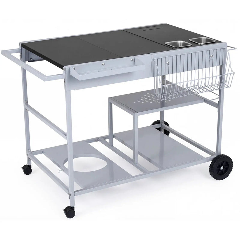 Movable Grill Table with 2 Spice Containers and Station for Backyard and BBQ by DirectDeals
