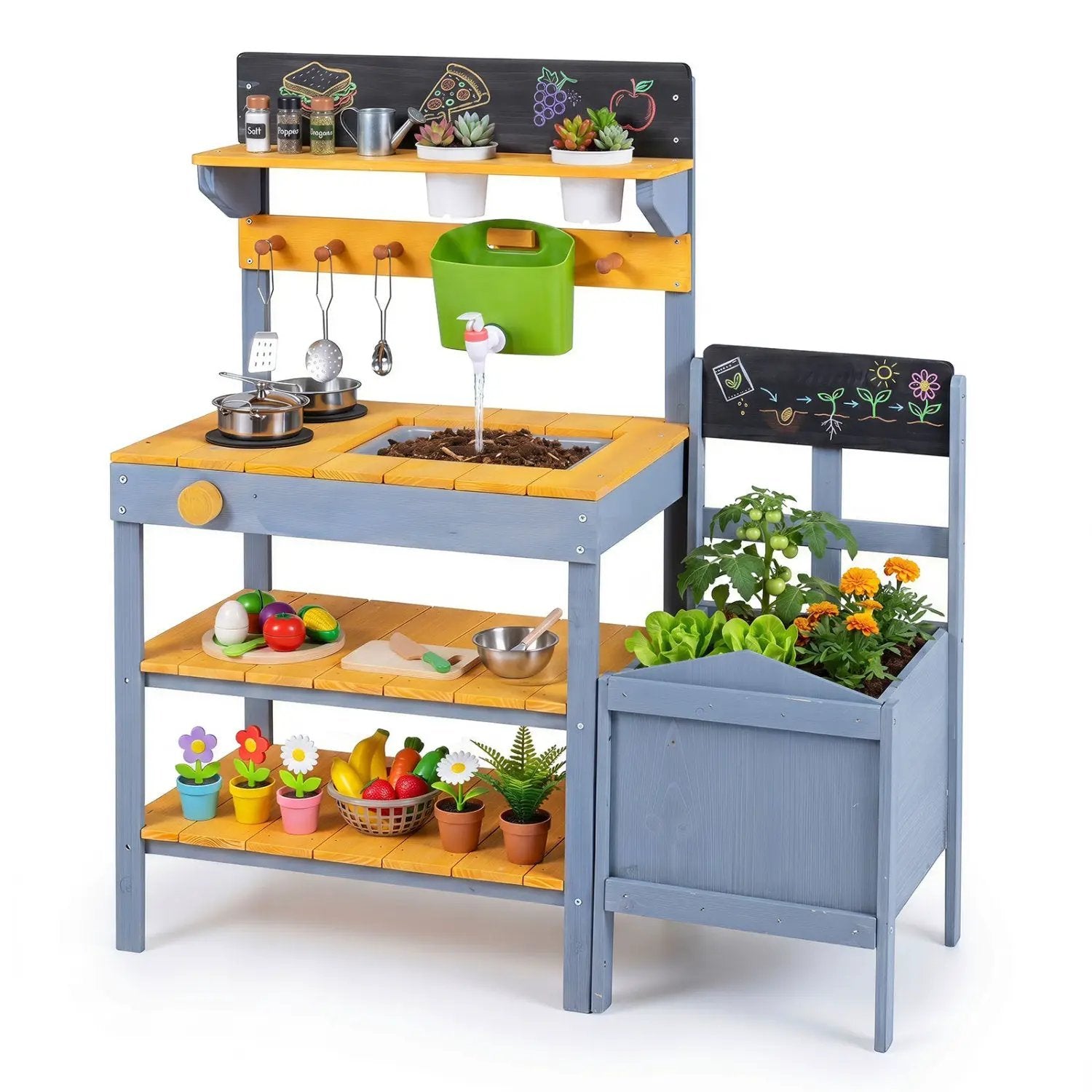 Mud Kitchen Play Set with Running Water and Dual Burners by DirectDeals