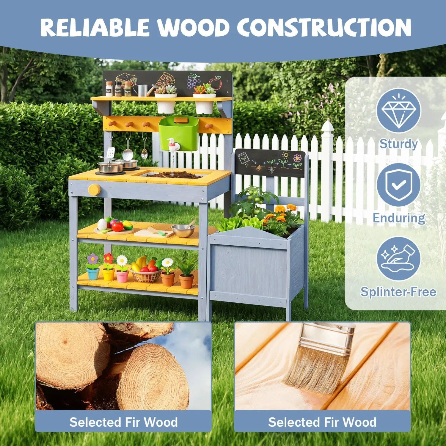 Mud Kitchen Play Set with Running Water and Dual Burners by DirectDeals
