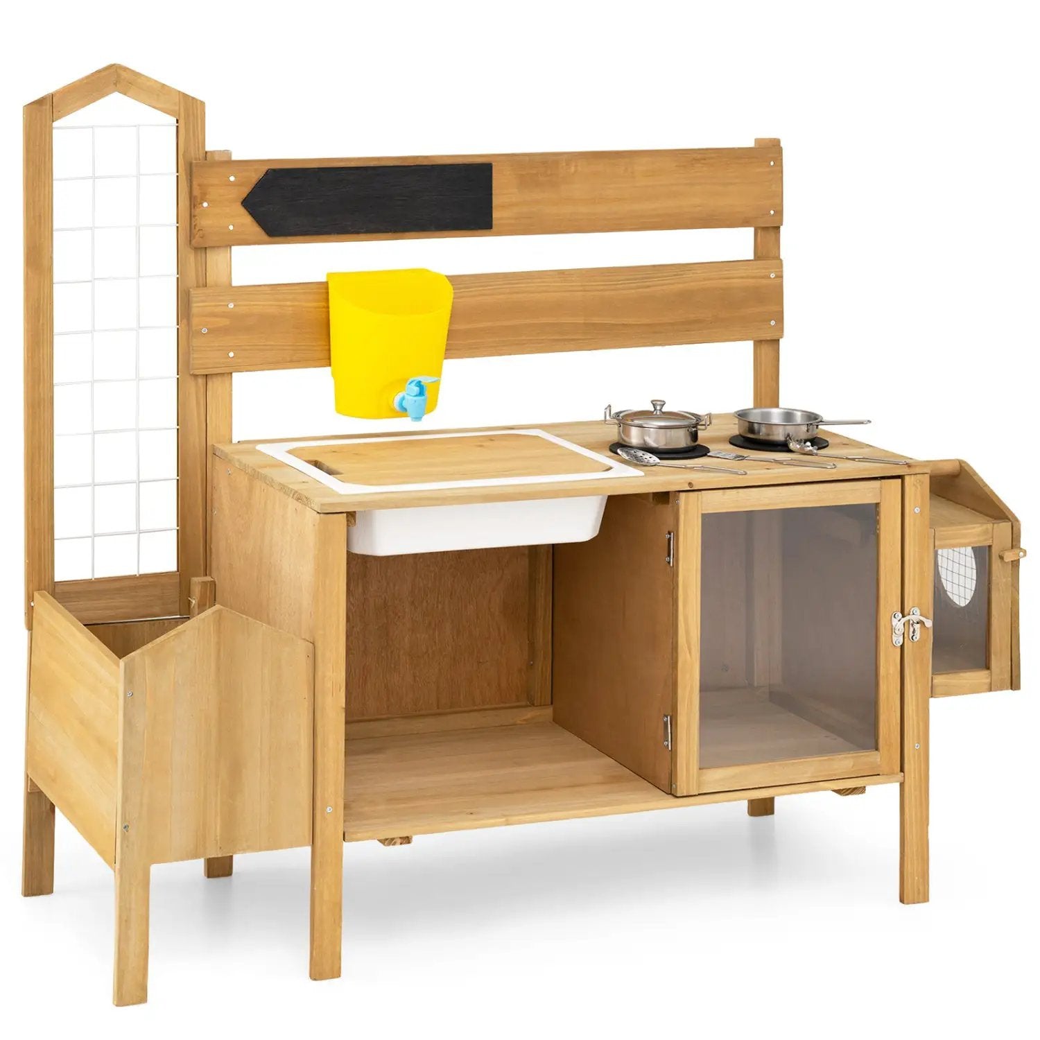 Wooden Mud Kitchen for Kids with Detachable Bird Cage by DirectDeals