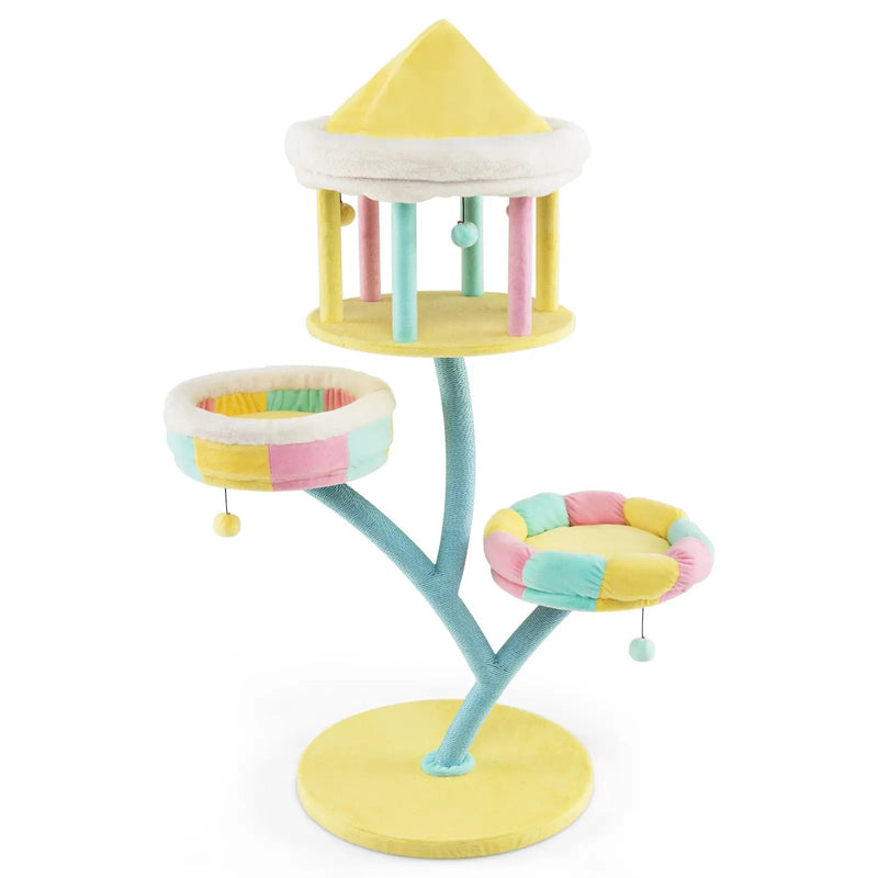 Multi-Layer Cat Tree with 2 Removable Perches Scratching Posts-Color by DirectDeals