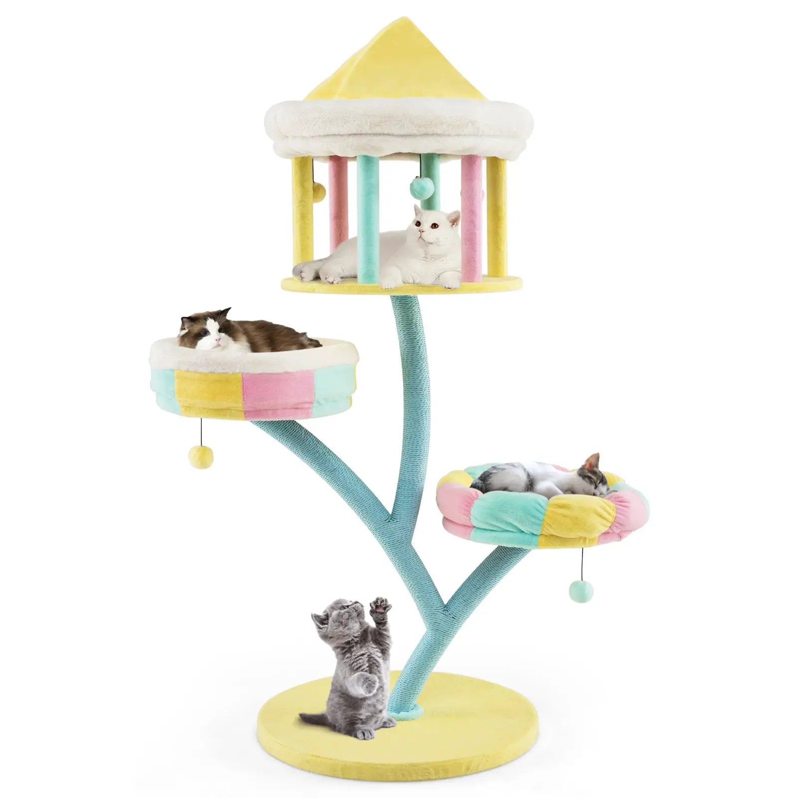 Multi-Layer Cat Tree with 2 Removable Perches Scratching Posts-Color by DirectDeals