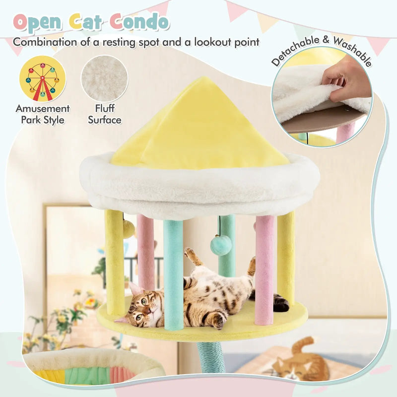 Multi-Layer Cat Tree with 2 Removable Perches Scratching Posts-Color by DirectDeals