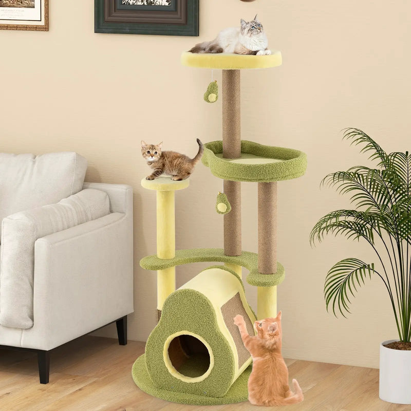 Freestanding Multi-level Avocado Cat Tower with Private Condo-Green by DirectDeals