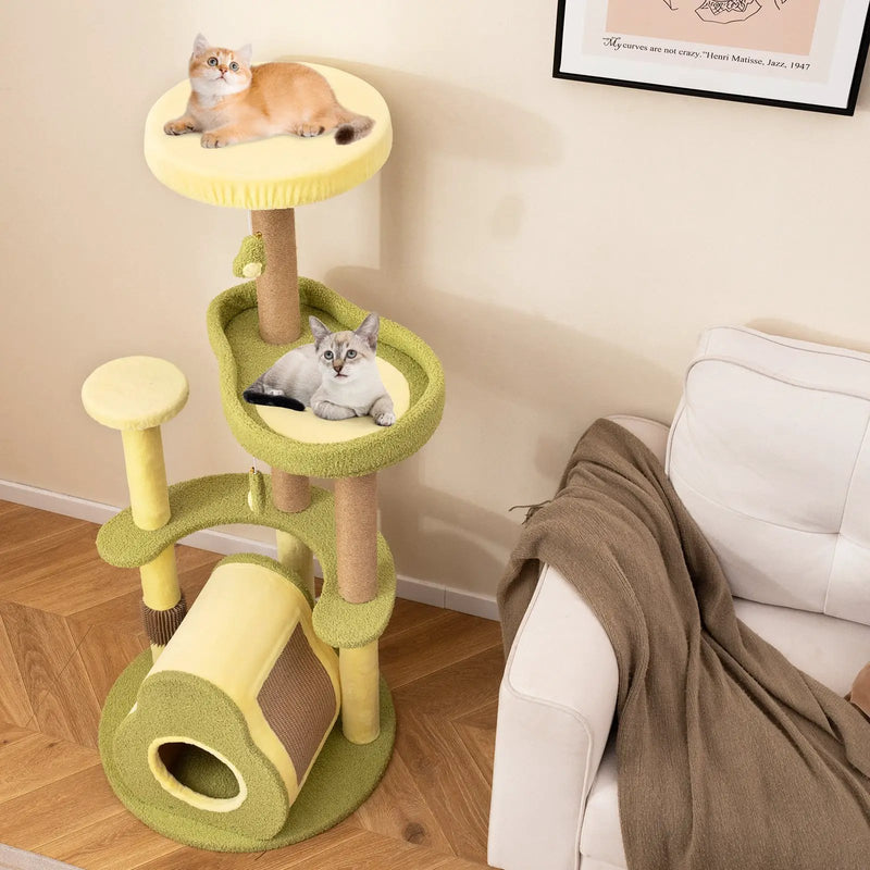 Freestanding Multi-level Avocado Cat Tower with Private Condo-Green by DirectDeals
